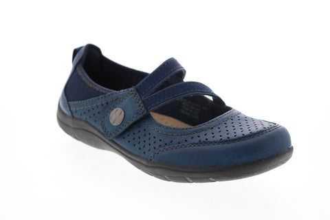 Earth Origins Tiffany Womens Blue Leather Strap Mary Jane Flats Shoes