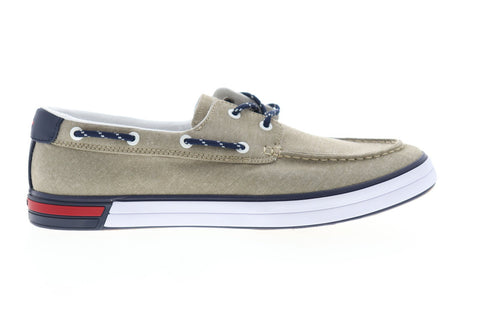 Tommy Hilfiger Realm 2 TMREALM2 Mens Beige Canvas Casual Lace Up Boat Shoes