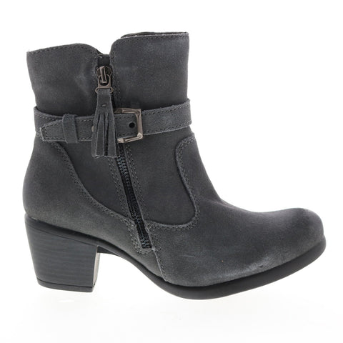 Earth Origins Tori Womens Gray Wide Suede Zipper Ankle & Booties Boots