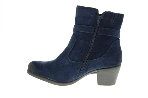 Earth Origins Tori Womens Blue Wide Suede Zipper Ankle & Booties Boots