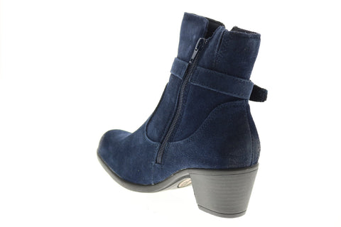 Earth Origins Tori Womens Blue Wide Suede Zipper Ankle & Booties Boots
