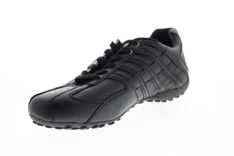 Geox Uomo Snake U4207K00043C9999 Mens Black Leather Euro Sneakers Shoes