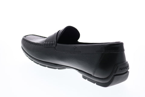 Geox U Moner W 2fit D Mens Black Leather Loafers & Slip Ons Moccasin Shoes