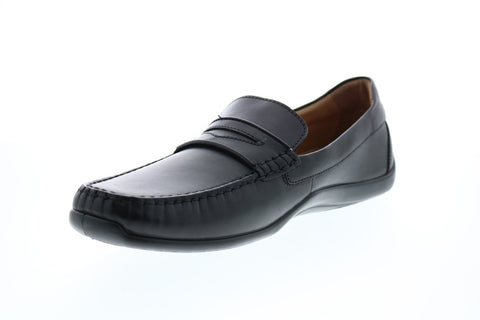 Geox U Xense Mox A Mens Black Leather Loafers & Slip Ons Penny Shoes