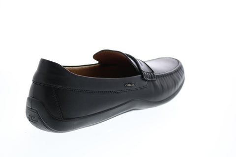 Geox U Xense Mox A Mens Black Leather Loafers & Slip Ons Penny Shoes