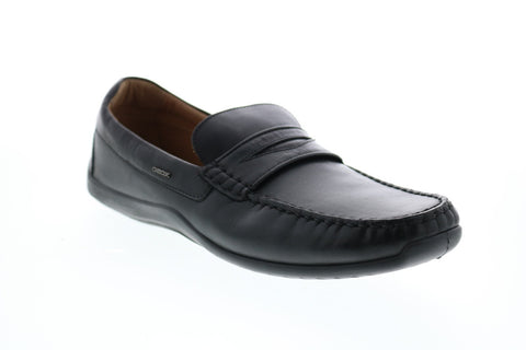 Geox U Xense Mox A Mens Black Leather Loafers & Slip Ons Penny Shoes