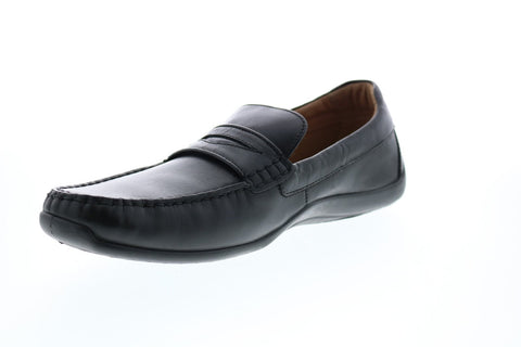 Geox U Xense Mox A Mens Black Leather Loafers & Slip Ons Penny Shoes