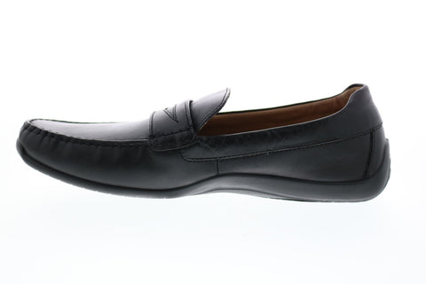 Geox U Xense Mox A Mens Black Leather Loafers & Slip Ons Penny Shoes