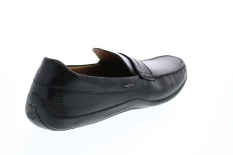 Geox U Xense Mox A Mens Black Leather Loafers & Slip Ons Penny Shoes