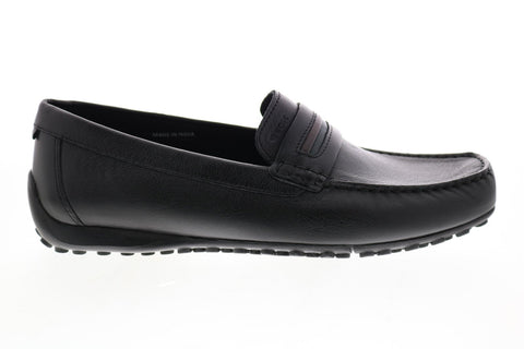 Geox U Snake Moc 2fit A U64D6A00085C9999 Mens Black Leather Loafers & Slip Ons Casual Shoes