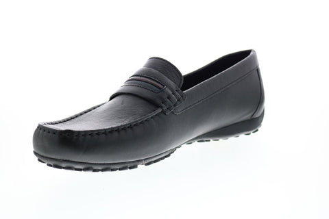 Geox U Snake Moc 2fit A U64D6A00085C9999 Mens Black Leather Loafers & Slip Ons Casual Shoes