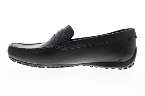 Geox U Snake Moc 2fit A U64D6A00085C9999 Mens Black Leather Loafers & Slip Ons Casual Shoes