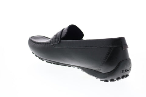 Geox U Snake Moc 2fit A U64D6A00085C9999 Mens Black Leather Loafers & Slip Ons Casual Shoes