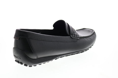 Geox U Snake Moc 2fit A U64D6A00085C9999 Mens Black Leather Loafers & Slip Ons Casual Shoes
