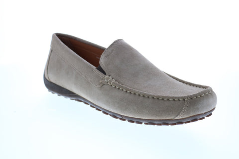 Geox U Snake Moc K Mens Gray Suede Loafers & Slip Ons Moccasin Shoes