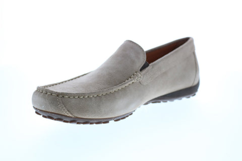 Geox U Snake Moc K Mens Gray Suede Loafers & Slip Ons Moccasin Shoes