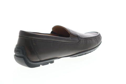 Geox U Moner C Mens Brown Leather Loafers & Slip Ons Moccasin Shoes