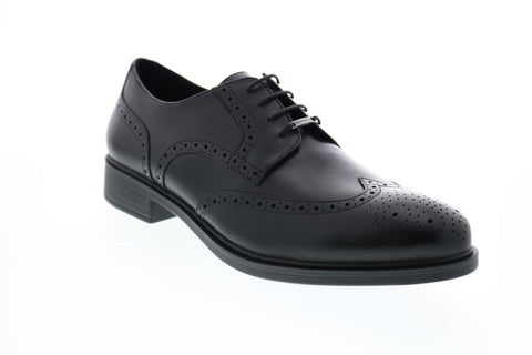 Geox U Yoris Np Abx D Mens Black Leather Oxfords & Lace Ups Wingtip & Brogue Shoes