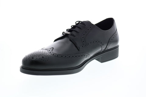 Geox U Yoris Np Abx D Mens Black Leather Oxfords & Lace Ups Wingtip & Brogue Shoes
