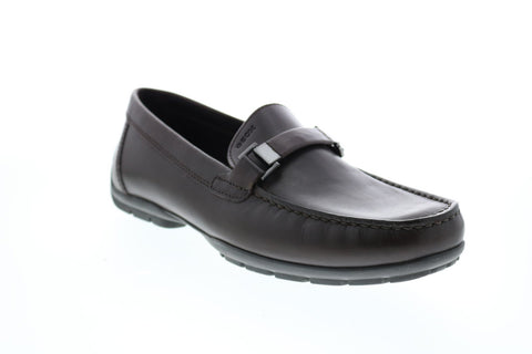 Geox U Moner W 2fit A Mens Brown Leather Loafers & Slip Ons Moccasin Shoes