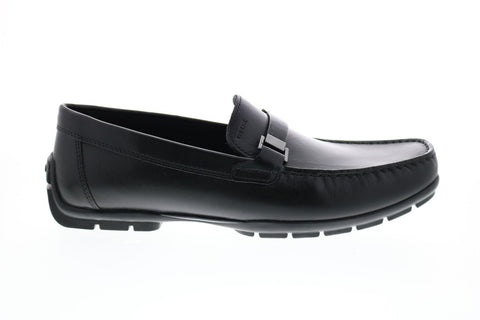 Geox U Moner W 2fit A Mens Black Leather Loafers & Slip Ons Moccasin Shoes