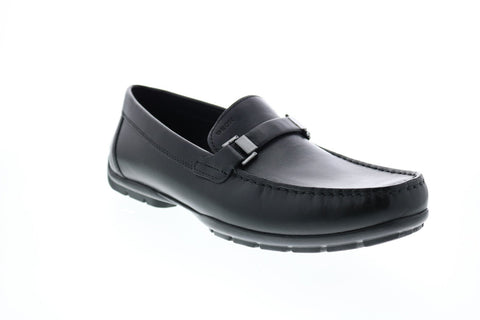 Geox U Moner W 2fit A Mens Black Leather Loafers & Slip Ons Moccasin Shoes