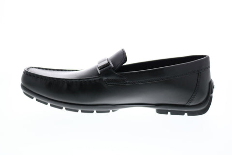 Geox U Moner W 2fit A Mens Black Leather Loafers & Slip Ons Moccasin Shoes
