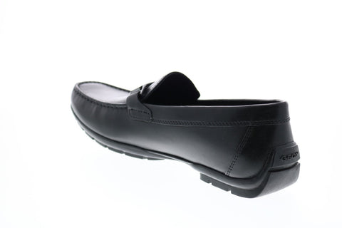 Geox U Moner W 2fit A Mens Black Leather Loafers & Slip Ons Moccasin Shoes