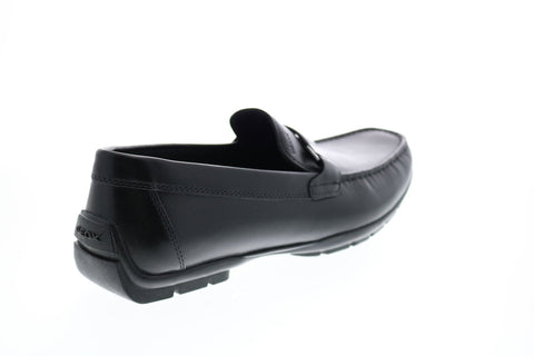 Geox U Moner W 2fit A Mens Black Leather Loafers & Slip Ons Moccasin Shoes
