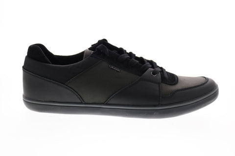 Geox U Box A Mens Black Leather Lace Up Euro Sneakers Shoes