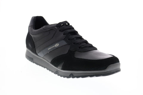 Geox U Wilmer B Mens Black Leather Lace Up Euro Sneakers Shoes
