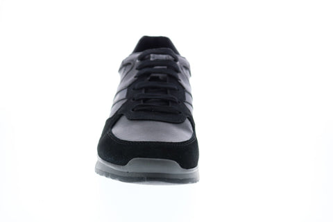 Geox U Wilmer B Mens Black Leather Lace Up Euro Sneakers Shoes