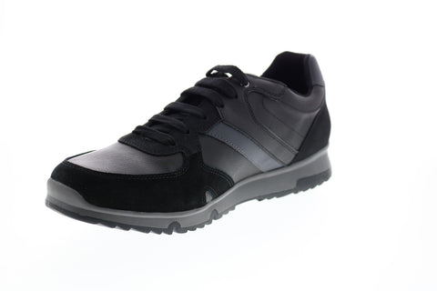 Geox U Wilmer B Mens Black Leather Lace Up Euro Sneakers Shoes