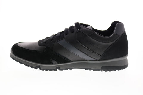 Geox U Wilmer B Mens Black Leather Lace Up Euro Sneakers Shoes