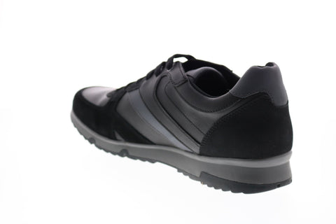 Geox U Wilmer B Mens Black Leather Lace Up Euro Sneakers Shoes