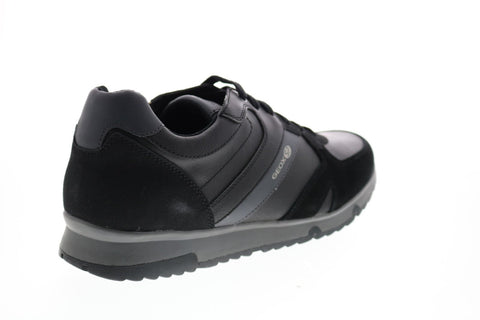 Geox U Wilmer B Mens Black Leather Lace Up Euro Sneakers Shoes