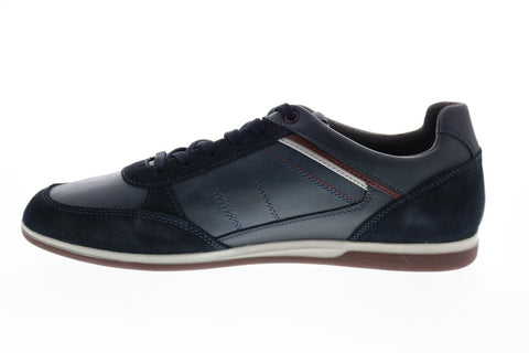 Geox U Renan B Mens Blue Leather Lace Up Euro Sneakers Shoes