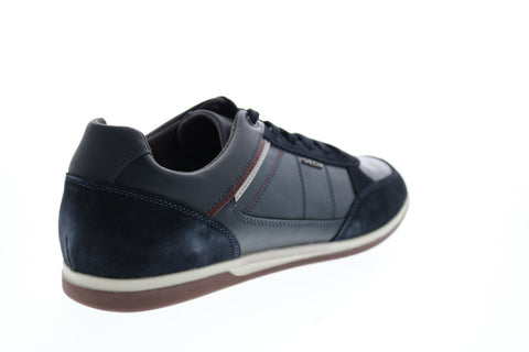 Geox U Renan B Mens Blue Leather Lace Up Euro Sneakers Shoes