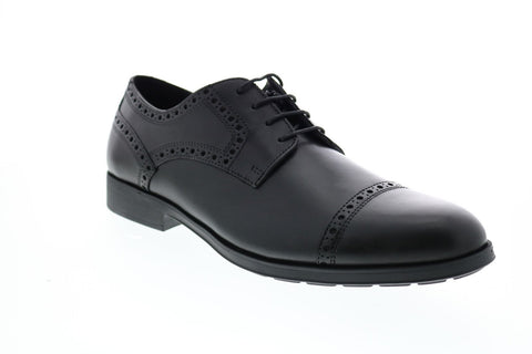 Geox U Hilstone 2fit A Mens Black Leather Oxfords & Lace Ups Cap Toe Shoes