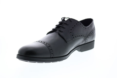 Geox U Hilstone 2fit A Mens Black Leather Oxfords & Lace Ups Cap Toe Shoes