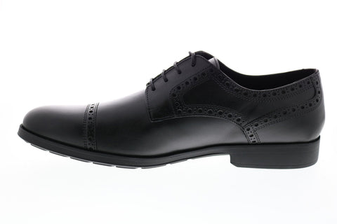Geox U Hilstone 2fit A Mens Black Leather Oxfords & Lace Ups Cap Toe Shoes