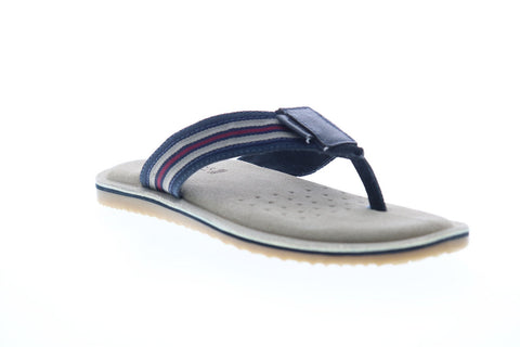 Geox U Artie B Mens Blue Leather Slip On Flip-Flops Sandals Shoes