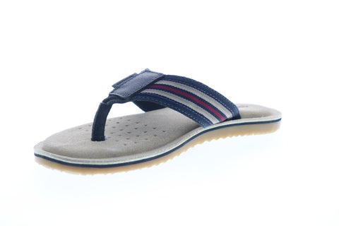 Geox U Artie B Mens Blue Leather Slip On Flip-Flops Sandals Shoes