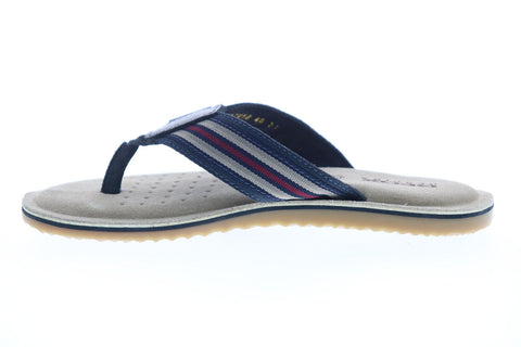 Geox U Artie B Mens Blue Leather Slip On Flip-Flops Sandals Shoes