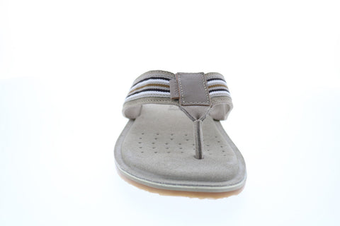 Geox U Artie B Mens Gray Leather Slip On Flip-Flops Sandals Shoes