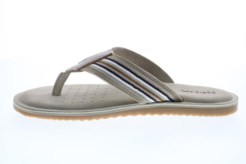 Geox U Artie B Mens Gray Leather Slip On Flip-Flops Sandals Shoes