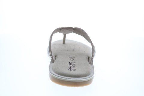 Geox U Artie B Mens Gray Leather Slip On Flip-Flops Sandals Shoes