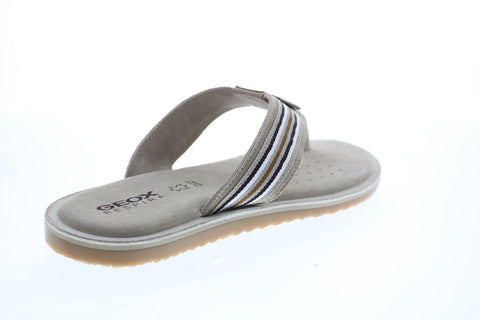 Geox U Artie B Mens Gray Leather Slip On Flip-Flops Sandals Shoes