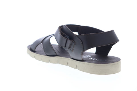 Geox U Glenn E Mens Black Leather Strap Sport Sandals Shoes