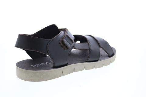 Geox U Glenn F Mens Black Leather Strap Sport Sandals Shoes